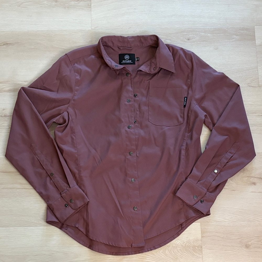 Women’s Flylow Tech Flannel - Solid Mauve Button-Up Shirt